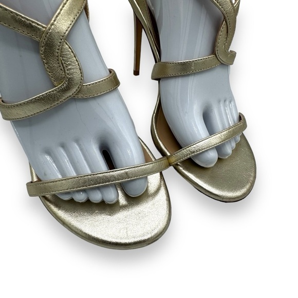 Stuart Weitzman Soiree 100 Strappy Slingback Heel Sandals, Platino, Size 9.5 - Picture 4 of 9